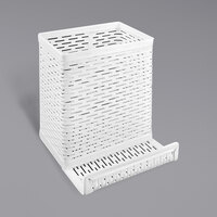 Artistic ART20014WH Urban Collection 3 1/2 inch x 3 1/2 inch White Punched Metal Pencil Cup / Cell Phone Stand