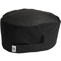 Uncommon Threads 0161 Black Customizable Uncommon Mesh Top Chef Skull Cap / Pill Box Hat with Hook and Loop Closure
