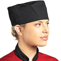 Uncommon Threads Black Customizable Uncommon Mesh Top Chef Skull Cap / Pill Box Hat with Hook and Loop Closure 0161