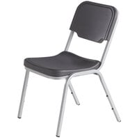 Iceberg 64111 Rough N Ready Series Black HDPE Stackable Chair with Silver Base   - 4/Case