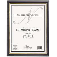 NuDell 11818 EZ Mount 8 1/2" x 11" Black / Gold Plastic Document Frame with Trim Accent - 18/Case