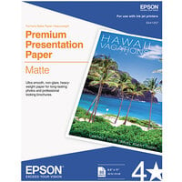 Epson S041257 8 1/2 inch x 11 inch Bright White Pack of 9 Mil Premium Matte Presentation Paper - 50 Sheets