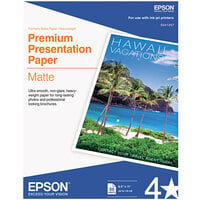 Epson S041257 8 1/2" x 11" Bright White Pack of 9 Mil Premium Matte Presentation Paper - 50 Sheets