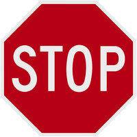 Stop Engineer Grade Reflective Red / White Aluminum Sign - 30 inch x 30 inch