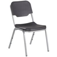 Iceberg 64117 Rough N Ready Series Charcoal HDPE Stackable Chair with Silver Base   - 4/Case