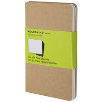Moleskine QP413 5 1/2" x 3 1/2" Kraft Brown 64 Sheet Unruled Cahier Journal - 3/Pack