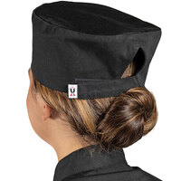 Uncommon Threads Uncommon Black Customizable Chef Skull Cap / Pill Box Hat with Hook and Loop Closure 0159