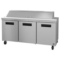 Hoshizaki SR72A-18 72" 3 Door Stainless Steel Refrigerated Sandwich Prep Table