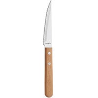 Amefa 7000WNB000620 8 1/4" High Carbon Stainless Steel Steak / Pizza Knife with Wood Handle - 12/Case