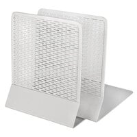 Artistic ART20008WH Urban Collection 6 1/2 inch x 6 1/2 inch x 5 1/2 inch White Punched Metal Bookends - 2/Set