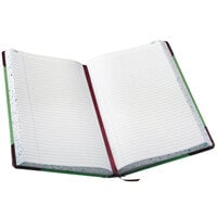 Boorum & Pease 6718500R 12 1/2 inch x 7 5/8 inch Green and Red Record Ruled 500 Page Notebook