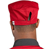 Uncommon Threads Uncommon Red Customizable Chef Skull Cap / Pill Box Hat with Hook and Loop Closure 0159