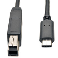 Tripp Lite U422003 3' Black Gen 1 USB-C to USB Type-B Cable with 2 Male Connections