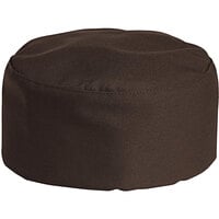 Uncommon Threads 0159 Brown Customizable Uncommon Chef Skull Cap / Pill Box Hat with Hook and Loop Closure