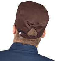 Uncommon Threads Uncommon Brown Customizable Chef Skull Cap / Pill Box Hat with Hook and Loop Closure 0159