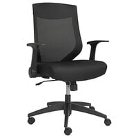 Alera ALEEBK4217 Mid-Back Black Mesh Office Chair with Adjustable Arms and Black Swivel Nylon Base