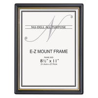 NuDell 11880 EZ Mount 8 1/2" x 11" Black / Gold Plastic Document Frame with Trim Accent