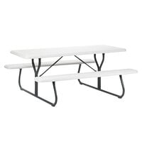 Iceberg 65923 IndestrucTable TOO 30" x 72" Platinum Picnic Table with Attached Benches