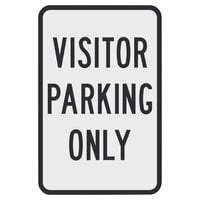 Lavex Industrial Visitor Parking Only Engineer Grade Reflective Black Aluminum Sign - 12 inch x 18 inch