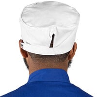 Uncommon Threads Uncommon White Customizable Chef Skull Cap / Pill Box Hat with Hook and Loop Closure 0159