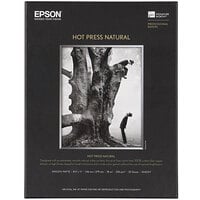 Epson S042317 Hot Press Natural 8 1/2 inch x 11 inch White Pack of 17 Mil Smooth Matte Fine Art Paper - 25 Sheets