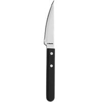 Amefa 700000B000621 9 11/16 inch High Carbon Stainless Steel Micro-Serrated Edge Jumbo Steak / Pizza Knife with Black Plastic Handle - 12/Case
