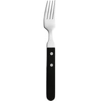 Amefa 700000B000340 7 7/8" 18/0 Stainless Steel Dinner Fork with Black Plastic Handle   - 12/Case
