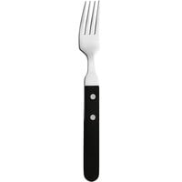 Amefa 700000B000340 7 7/8" 18/0 Stainless Steel Dinner Fork with Black Plastic Handle - 12/Case