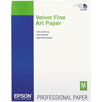 Epson S042097 17 inch x 22 inch White Pack of Velvet Fine Art Paper - 25 Sheets