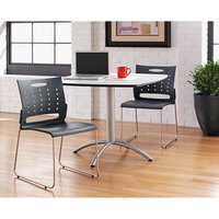 Alera ALESC6546 Continental Series Charcoal Gray Plastic Perforated Back Stacking Chair - 4/Case