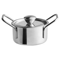 Vollrath 59771 7.5 oz. Round Mini Stainless Steel Casserole Dish with Handles and Lid