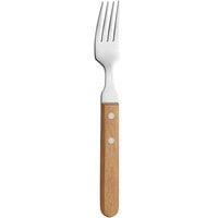 Amefa 7000WNB000340 7 7/8 inch 18/0 Stainless Steel Dinner Fork with Wood Handle   - 12/Case