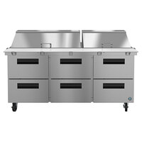 Hoshizaki SR72A-30MD6 72 inch 6 Drawer Mega Top Stainless Steel Refrigerated Sandwich Prep Table