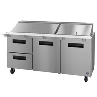 Hoshizaki SR72A-30MD2 72 inch 2 Door, 2 Drawer Mega Top Stainless Steel Refrigerated Sandwich Prep Table