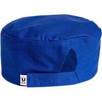 Uncommon Threads Uncommon Royal Blue Customizable Chef Skull Cap / Pill Box Hat with Hook and Loop Closure 0159