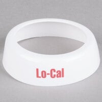 Tablecraft CM5 Imprinted White Plastic "Lo-Cal" Salad Dressing Dispenser Collar with Maroon Lettering