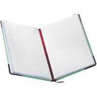 Boorum & Pease 6718300R 12 1/2 inch x 7 5/8 inch Green and Red Record Ruled 300 Page Notebook
