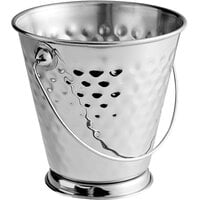 Vollrath 59782 29.9 oz. Mini Hammered Stainless Steel Serving Bucket with Handle and Pedestal Base