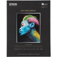 Epson S042327 Hot Press Bright 8 1/2 inch x 11 inch White Pack of 17 Mil Smooth Matte Fine Art Paper - 25 Sheets