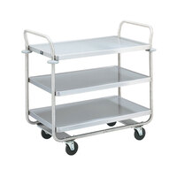 Vollrath 97167 Thrift-I-Cart Chrome 3 Shelf Cart - 33 inch x 21 inch x 36 1/2 inch