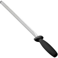 Norton 66253240433 Fine Crystolon Sharpening Steel Rod with Black Rubber Handle 