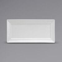 Oneida Buffalo F8010000381S Bright White Ware 14 1/4" x 6 1/4" Rolled Edge Flat Rectangular Porcelain Platter - 12/Case