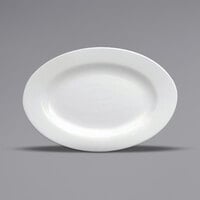 Oneida Buffalo Bright White Ware by 1880 Hospitality F8010000323 7 inch x 4 5/8 inch Rolled Edge Porcelain Platter - 36/Case