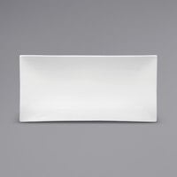 Oneida Buffalo F8010000891 Bright White Ware 15" x 7 1/4" Rolled Edge Rectangular Porcelain Sushi Platter - 12/Case