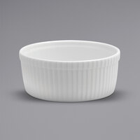 Oneida Buffalo F8010000603 Bright White Ware 10 oz. Fluted Porcelain Souffle Dish - 12/Case