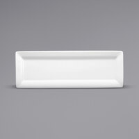 Oneida Buffalo Bright White Ware by 1880 Hospitality F8010000415S 16 inch x 5 1/2 inch Rectangular Porcelain Tray - 12/Case