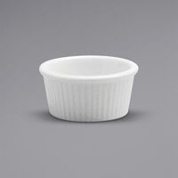 Oneida Buffalo Bright White Ware by 1880 Hospitality F8010000610 1 oz. Fluted Porcelain Ramekin - 36/Case