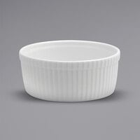 Oneida Buffalo F8010000600 Bright White Ware 5 oz. Fluted Porcelain Souffle Dish - 24/Case