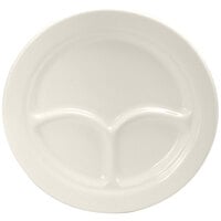 Oneida Buffalo Cream White Ware by 1880 Hospitality F9010000137 8 3/4" Rolled Edge Porcelain Compartment Plate - 12/Case