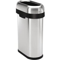 simplehuman CW1467 13 Gallon / 50 Liter Brushed Stainless Steel Slim Open Top Oval Trash Can